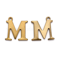 304 Stainless Steel Alphabet Charms,  Rainbow, Antique Bronze, Letter.M, 12x11.5x1mm, Hole: 1mm