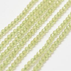 Peridoto naturale fili di perle, sfaccettato, tondo, 2mm, Foro: 0.5 mm, circa 198pcs/filo, 15.5 pollice