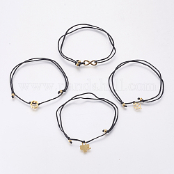 Bracelets réglables en plusieurs cordes de nylon, avec accessoires en 304 acier inoxydable, formes mixtes, noir, 5-1/8 pouces (13 cm) ~ 10-5/8 pouces (27 cm)