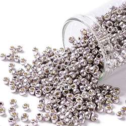 Toho perles de rocaille rondes, Perles de rocaille japonais, (pf554) permafinish lavande métallique, 8/0, 3mm, Trou: 1mm, à propos 222pcs / bouteille, 10 g / bouteille