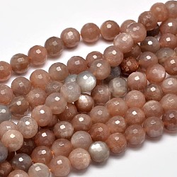 Brins de perles rondes multi-pierres de lune naturelles à facettes, 10mm, Trou: 1mm, Environ 37 pcs/chapelet, 15 pouce