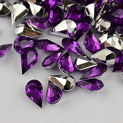 Garment Accessories Pointed Back Taiwan Acrylic Rhinestone Cabochons, Faceted Teardrop, Purple, 5x3x2mm