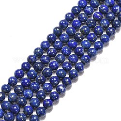 Chapelets de perles en lapis-lazuli naturel, a- année, ronde, 6mm, Trou: 1mm, Environ 62 pcs/chapelet, 16 pouce