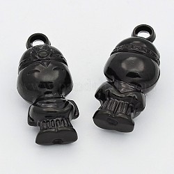 Acrylic Pendant, boy, Black, about 35mm long, 15.5mm wide, 12.5mm thick, hole: 3.5mm. About 153pcs/500g