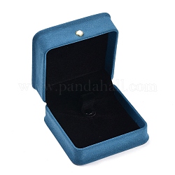 Scatola per bracciale in similpelle, confezione regalo, con perla acrilico, per nozze, custodia per gioielli, quadrato, blu fiordaliso, 3-3/4x3-3/4x2 pollice (9.6x9.6x5.2 cm)