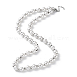 Пластиковое жемчужное ожерелье из бисера, с 304 нержавеющей стали застежки, цвет нержавеющей стали, 17.60 дюйм (44.7 см)