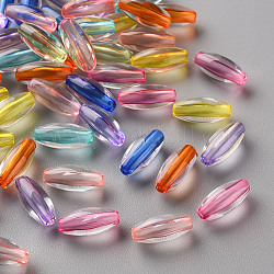 Abalorios de acrílico transparentes, oval, color mezclado, 11x5mm, agujero: 1.6 mm