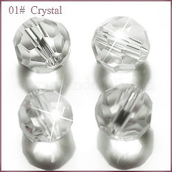 Имитация австрийских кристаллов, класс AAA, граненый (32 грань), круглые, прозрачные, 4 мм, отверстие : 0.7~0.9 мм
