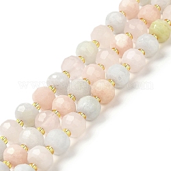 Natural Morganite Beads Strands, with Seed Beads, Faceted Rondelle, 7~8x5~6mm, Hole: 1mm, about 45~46pcs/strand, 14.57''~14.96''(37~38cm)