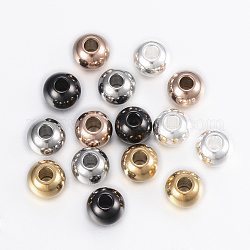 Perles en 304 acier inoxydable, ronde, couleur mixte, 6x5mm, Trou: 2mm