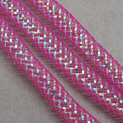 Сетка трубки, пластиковый сетчатый шнур, с вены цвета AB, средне фиолетовый красный, 8 мм, 30 ярдов