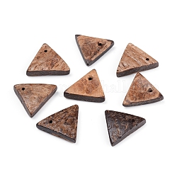Pendentifs de noix de coco, triangle, Pérou, 17~18x20~22x3~5mm, Trou: 1.2mm
