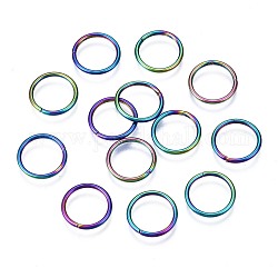 Placcatura ionica (ip) 304 anelli di salto in acciaio inossidabile, anello rotondo, anelli di salto aperti, colore arcobaleno, 18 gauge, 12x1mm, diametro interno: 10mm