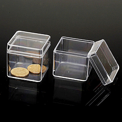 Contenedores de cuentas de plástico de poliestireno (ps), cubo, Claro, 4x4x4 cm