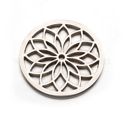 Plano y redondo de abalorios de acero inoxidable de la flor 304, color acero inoxidable, 35mm, agujero: 2 mm