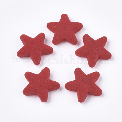 Flocky акриловыми шариками, звезда, красные, 20.5x22x5 мм, отверстие : 1.5 мм