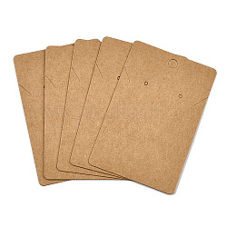 Rectangle Kraft Paper One Pair Earring Display Cards with Hanging Hole, Jewelry Display Card for Pendants and Earrings Storage, BurlyWood, 9x6x0.06cm, Hole: 6mm and 1.6mm