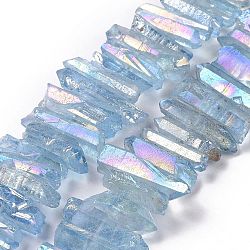 Natürliche Quarzkristallspitzen, Perlenstränge, gefärbt, Nuggets, Wasser, 15~30x4~8x4~7 mm, Bohrung: 1 mm, 8 Zoll
