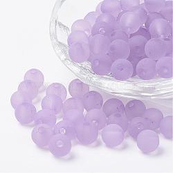 Perles en acrylique transparente, ronde, mat, lilas, 8mm, Trou: 1.5mm, environ 1820 pcs/500 g
