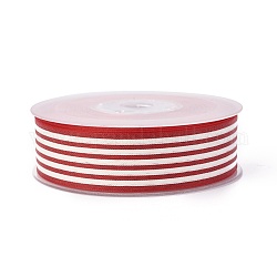 Polyesterband, Streifenmuster, rot, 15 mm, etwa 100 yards / Rolle (91.44 m / Rolle)