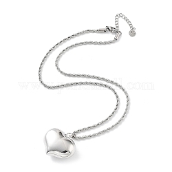 Colliers avec pendentif en forme de cœur soufflé en laiton plaqué en rack pour femmes, sans plomb et sans cadmium, platine, 17.72 pouce (45 cm)