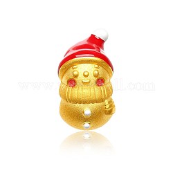 Латунные шарики для изготовления ювелирных изделий, на Рождество, снеговик, красные, золотые, 18x10.5x8.5 мм, отверстие : 4 мм