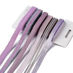 18 Yard 6 Stile Polyesterband, für DIY Handarbeit, Haarschleifen und Geschenkdekoration, violette Farbpalette, Medium lila, 3/8~1/2 Zoll (10~12 mm), ca. 3 Meter/Stil