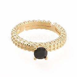 Регулируемые латунные кольца из микро-паве циркония, пасьянс кольца, долговечный, чёрные, золотые, размер США 6 (16.5 мм)