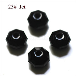 Имитация австрийских кристаллов, класс AAA, граненые, восьмиугольник, чёрные, 6x4 мм, отверстие : 0.7~0.9 мм