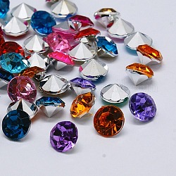 Имитация taiwan акриловый горный хрусталь указал назад кабошоны, граненые, алмаз, разноцветные, 5x4 мм