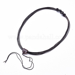 Fabricación de collar de cordón encerado ajustable, con cuentas de obsidiana y cuero artificial, marrón, 19.8 pulgada (50.5 cm)