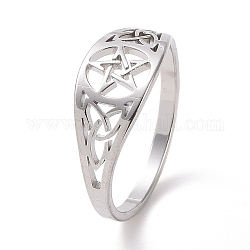 Pentáculo con anillo de nudo marinero, 304 anillo hueco irlandés de acero inoxidable para mujer, color acero inoxidable, nosotros tamaño 6 1/2 (17 mm)