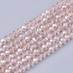 FilI di perline in vetro placcato, lustro di perla placcato, sfaccettato, rondelle, roso, 2.5~3x2~2.5mm, Foro: 0.6 mm, circa 196pcs/filo, 19 pollice