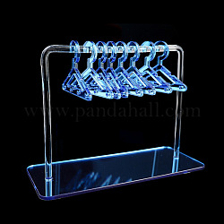 Акриловые выставочные витрины сережек, вешалки для одежды в форме держателя-органайзера для сережек, с 8 шт. мини-вешалками, синие, 6x15x12 см