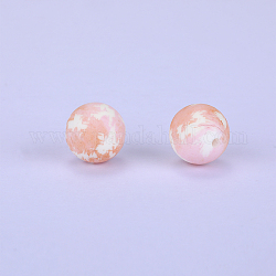 Perles focales rondes en silicone imprimées, chardon, 15x15mm, Trou: 2mm