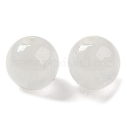 半透明の樹脂ビーズ  キラキラビーズ  ラウンド  ホワイトスモーク  8x7.5mm  穴：1.8mm