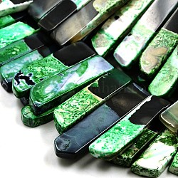 Natural Dyed Agate Graduated Beads Strands, Lime Green, 23~62x10~12x4~6mm, Hole: 2mm, about 33pcs/strand, 15.7inch