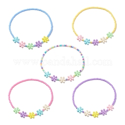Blumen undurchsichtige Acryl-Stretch-Halsketten für Kinder, Farbig, 17.72 Zoll (45 cm)