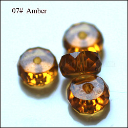Perles d'imitation cristal autrichien, grade AAA, facette, plat rond, verge d'or, 12x7.5mm, Trou: 0.9~1mm