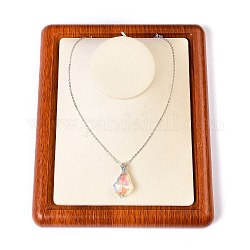 Le collier de bijoux en bois de mode rectangle présente un plateau, avec microfibre, blanc antique, 22x18x5.8 cm