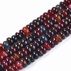Natural Agate Beads Strands, Dyed, Flat Round, Dark Red, 5.5~7x3~4mm, Hole: 1.2mm, about 124~125pcs/strand, 11.26~15.43 inch(28.6~39.2cm)