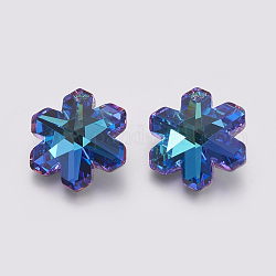 Pendentifs de strass en k9 verre, imitation cristal autrichien, facette, fleur, bleu bermudes, 29x25.5x11~11.5mm, Trou: 1.6mm
