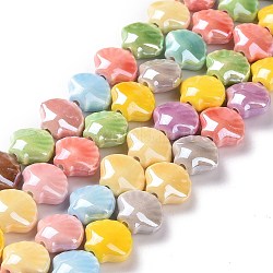 Handgemachte Porzellan Perlen Stränge, perlig, Schale, Mischfarbe, 13.5x12x7.5 mm, Bohrung: 1.6 mm, ca. 25 Stk. / Strang, 11.81'' (30 cm)