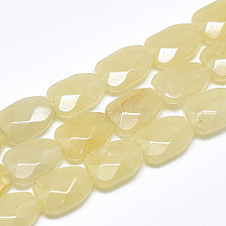 Natural Topaz Jade Beads Strands, Faceted, Calabash, 16~16.5x12x6mm, Hole: 1mm, about 12pcs/strand, 7.8 inch