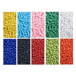 6/0 Perlas de semillas de vidrio, colores opacos semilla, pequeñas cuentas artesanales para hacer joyas de diy, redondo, color mezclado, 6/0, 4mm, agujero: 1.5 mm, 10colors, 90 g / color, 900 g / sistema