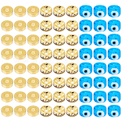 Nbeads 113pcs kit de cuentas de mal de ojo para hacer joyas de diy, incluyendo perlas de murano mal de ojo, Abalorios de latón Diamante de imitación espaciador, azul, Cuentas de mal de ojo: alrededor de 53 unids/set