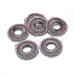 Liens de perles de rocaille japonaises miyuki & toho, motif de tissage, avec coquille, donut, colorées, 43~45x40~41x2~3mm, Trou: 2mm