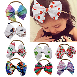Elastische Baby-Stirnbänder aus Nylon, für Mädchen, Haar-Accessoires, Schleife, Mischfarbe, 140x110 mm