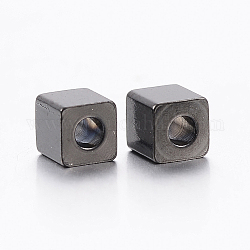 304 Stainless Steel Beads, Cube, Electrophoresis Black, 5x5x5mm, Hole: 3mm