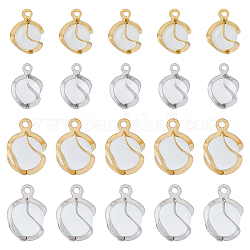 SUPERFINDINGS 32Pcs 4 Style Cat Eye Pendants, with 304 Stainless Steel Findings, Round, Mixed Color, 11.5~13x8~8.5x7~7.5mm, Hole: 1~1.2mm, 8pcs/style